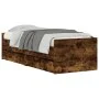 Smoked oak bed frame with drawers 90x200 cm by , Beds and slatted bases - Ref: Foro24-3207347, Price: 156,72 €, Discount: %