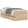 Sonoma oak bed frame with drawers 90x200 cm by , Beds and slatted bases - Ref: Foro24-3207345, Price: 168,61 €, Discount: %