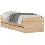Sonoma oak bed frame with drawers 90x200 cm by , Beds and slatted bases - Ref: Foro24-3207345, Price: 168,61 €, Discount: %