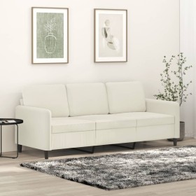 Dreisitzer-Sofa aus cremefarbenem Samtstoff, 180 cm von , Sofas - Ref: Foro24-359460, Preis: 323,13 €, Rabatt: %