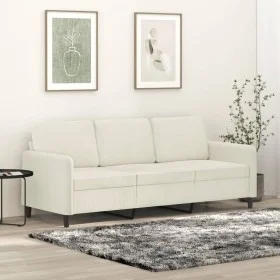 Dreisitzer-Sofa aus cremefarbenem Samtstoff, 180 cm von , Sofas - Ref: Foro24-359460, Preis: 316,98 €, Rabatt: %