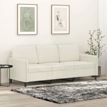 Dreisitzer-Sofa aus cremefarbenem Samtstoff, 180 cm von , Sofas - Ref: Foro24-359460, Preis: 316,97 €, Rabatt: %