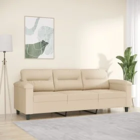 Sofá de 3 plazas de tela de microfibra color crema 180 cm by , Sofas - Ref: Foro24-359571, Price: 343,02 €, Discount: %