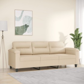 Sofá de 3 plazas de tela de microfibra color crema 180 cm by , Sofas - Ref: Foro24-359571, Price: 346,81 €, Discount: %