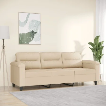 Sofá de 3 plazas de tela de microfibra color crema 180 cm by , Sofas - Ref: Foro24-359571, Price: 343,02 €, Discount: %