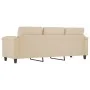 Sofá de 3 plazas de tela de microfibra color crema 180 cm by , Sofas - Ref: Foro24-359571, Price: 343,02 €, Discount: %