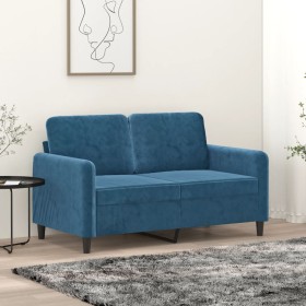 Sofá de 2 plazas terciopelo azul 120 cm