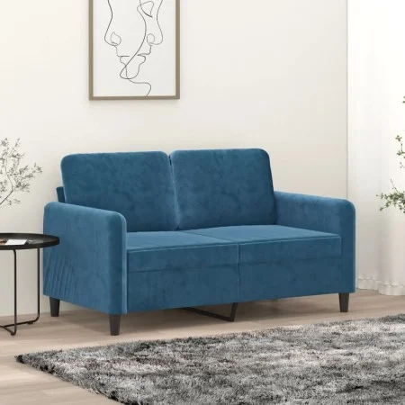 Zweiplätziges Sofa aus blauem Samt, 120 cm. von , Sofas - Ref: Foro24-359441, Preis: 239,31 €, Rabatt: %