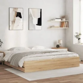 Sonoma oak engineered wood bed with drawers 180x200 cm by , Beds and slatted bases - Ref: Foro24-3207254, Price: 234,38 €, Di...