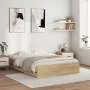 Sonoma oak engineered wood bed with drawers 120x200 cm by , Beds and slatted bases - Ref: Foro24-3207282, Price: 251,56 €, Di...