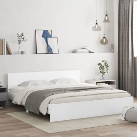 White bed frame with headboard 160x200 cm by , Beds and slatted bases - Ref: Foro24-3207469, Price: 150,61 €, Discount: %