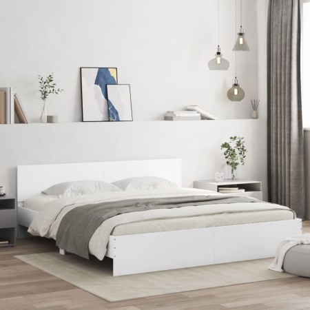 Weißer Bettrahmen mit Kopfteil 160x200 cm von , Betten und Lattenroste - Ref: Foro24-3207469, Preis: 150,61 €, Rabatt: %