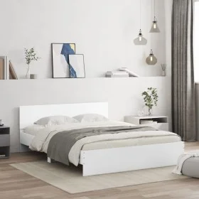 White bed frame with headboard 150x200 cm by , Beds and slatted bases - Ref: Foro24-3207476, Price: 143,58 €, Discount: %