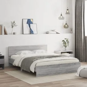 Sonoma gray bed frame with headboard 150x200 cm by , Beds and slatted bases - Ref: Foro24-3207481, Price: 167,04 €, Discount: %