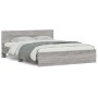 Sonoma gray bed frame with headboard 140x200 cm by , Beds and slatted bases - Ref: Foro24-3207488, Price: 180,10 €, Discount: %
