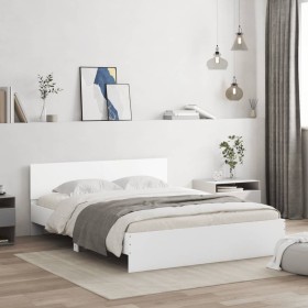 White bed frame with headboard 140x190 cm by , Beds and slatted bases - Ref: Foro24-3207497, Price: 171,44 €, Discount: %