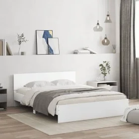 White bed frame with headboard 140x190 cm by , Beds and slatted bases - Ref: Foro24-3207497, Price: 168,67 €, Discount: %