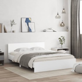 Estructura de cama con cabecero blanca 140x190 cm