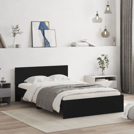 Bed frame with black headboard 120x190 cm by , Beds and slatted bases - Ref: Foro24-3207512, Price: 172,41 €, Discount: %