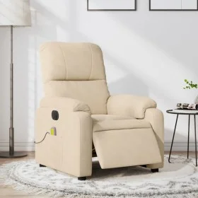 Sillón reclinable masaje eléctrico tela microfibra color crema by , Armchairs - Ref: Foro24-3204926, Price: 302,40 €, Discoun...