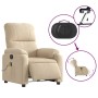 Sillón reclinable masaje eléctrico tela microfibra color crema by , Armchairs - Ref: Foro24-3204926, Price: 299,18 €, Discoun...