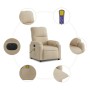 Sillón reclinable masaje eléctrico tela microfibra color crema by , Armchairs - Ref: Foro24-3204926, Price: 299,18 €, Discoun...