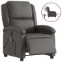 Sillón reclinable eléctrico de cuero auténtico gris de , Sillones - Ref: Foro24-3204257, Precio: 349,74 €, Descuento: %