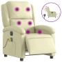 Sillón reclinable de masaje eléctrico cuero auténtico crema by , Armchairs - Ref: Foro24-3204260, Price: 368,40 €, Discount: %