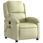 Sillón reclinable de masaje eléctrico cuero auténtico crema de , Sillones - Ref: Foro24-3204260, Precio: 363,67 €, Descuento: %