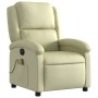 Sillón reclinable de masaje eléctrico cuero auténtico crema by , Armchairs - Ref: Foro24-3204260, Price: 368,40 €, Discount: %