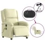 Sillón reclinable de masaje eléctrico cuero auténtico crema de , Sillones - Ref: Foro24-3204260, Precio: 363,67 €, Descuento: %
