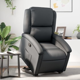 Sillón reclinable elevable cuero auténtico negro de , Sillones - Ref: Foro24-3204262, Precio: 400,96 €, Descuento: %