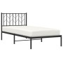 Bed frame with black metal headboard 90x200 cm by , Beds and slatted bases - Ref: Foro24-374430, Price: 66,40 €, Discount: %