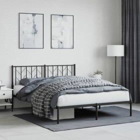 Estructura de cama con cabecero metal negro 150x200 cm
