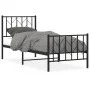 Bed frame with headboard and black metal footboard 75x190 cm by , Beds and slatted bases - Ref: Foro24-374445, Price: 64,75 €...
