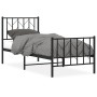 Bettgestell mit Kopfteil und schwarzem Metallfußteil 75x190 cm von , Betten und Lattenroste - Ref: Foro24-374445, Preis: 65,6...