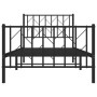 Bed frame with headboard and black metal footboard 90x190 cm by , Beds and slatted bases - Ref: Foro24-374447, Price: 80,80 €...