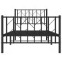 Bettgestell mit Kopfteil und Fußteil aus schwarzem Metall 90x190 cm von , Betten und Lattenroste - Ref: Foro24-374447, Preis:...