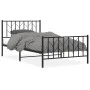 Bed frame with headboard and black metal footboard 107x203cm by , Beds and slatted bases - Ref: Foro24-374451, Price: 80,24 €...