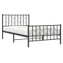 Bed frame with headboard and black metal footboard 107x203cm by , Beds and slatted bases - Ref: Foro24-374451, Price: 80,24 €...