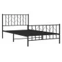 Bed frame with headboard and black metal footboard 107x203cm by , Beds and slatted bases - Ref: Foro24-374451, Price: 80,24 €...