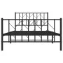 Bed frame with headboard and black metal footboard 107x203cm by , Beds and slatted bases - Ref: Foro24-374451, Price: 80,24 €...