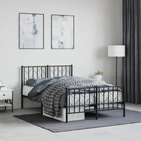 Black metal headboard and footboard bed frame 120x200cm by , Beds and slatted bases - Ref: Foro24-374453, Price: 116,86 €, Di...
