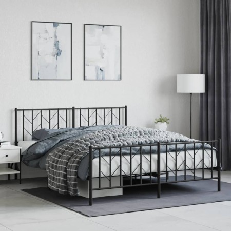 Estructura de cama cabecero y pie de cama metal negro 160x200cm de , Camas y somieres - Ref: Foro24-374458, Precio: 139,60 €,...