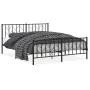 Black metal headboard and footboard bed frame 160x200cm by , Beds and slatted bases - Ref: Foro24-374458, Price: 137,14 €, Di...
