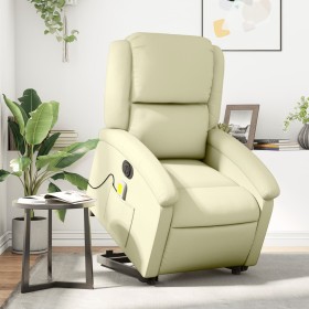 Elektrischer Massage-Fernsehsessel aus echtem cremefarbenem Leder mit Fußstütze. von , Sessel - Ref: Foro24-3204276, Preis: 4...