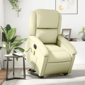 Sillón reclinable masaje eléctrico de pie cuero auténtico crema by , Armchairs - Ref: Foro24-3204276, Price: 460,54 €, Discou...