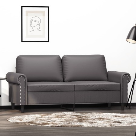 Sofá de 2 plazas de cuero sintético gris 140 cm by , Sofas - Ref: Foro24-359506, Price: 233,22 €, Discount: %