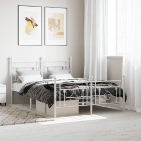 Estructura cama metal con cabecero y estribo blanco 140x200 cm