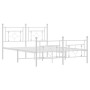 Metal bed frame with headboard and white footboard 140x200 cm by , Beds and slatted bases - Ref: Foro24-374407, Price: 108,22...